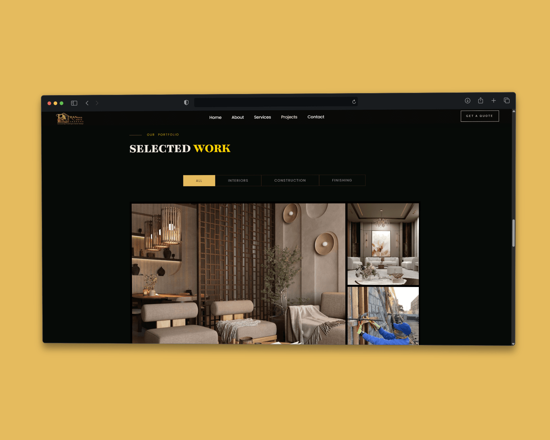 Selected work section on the RANova Arte Jazeera website