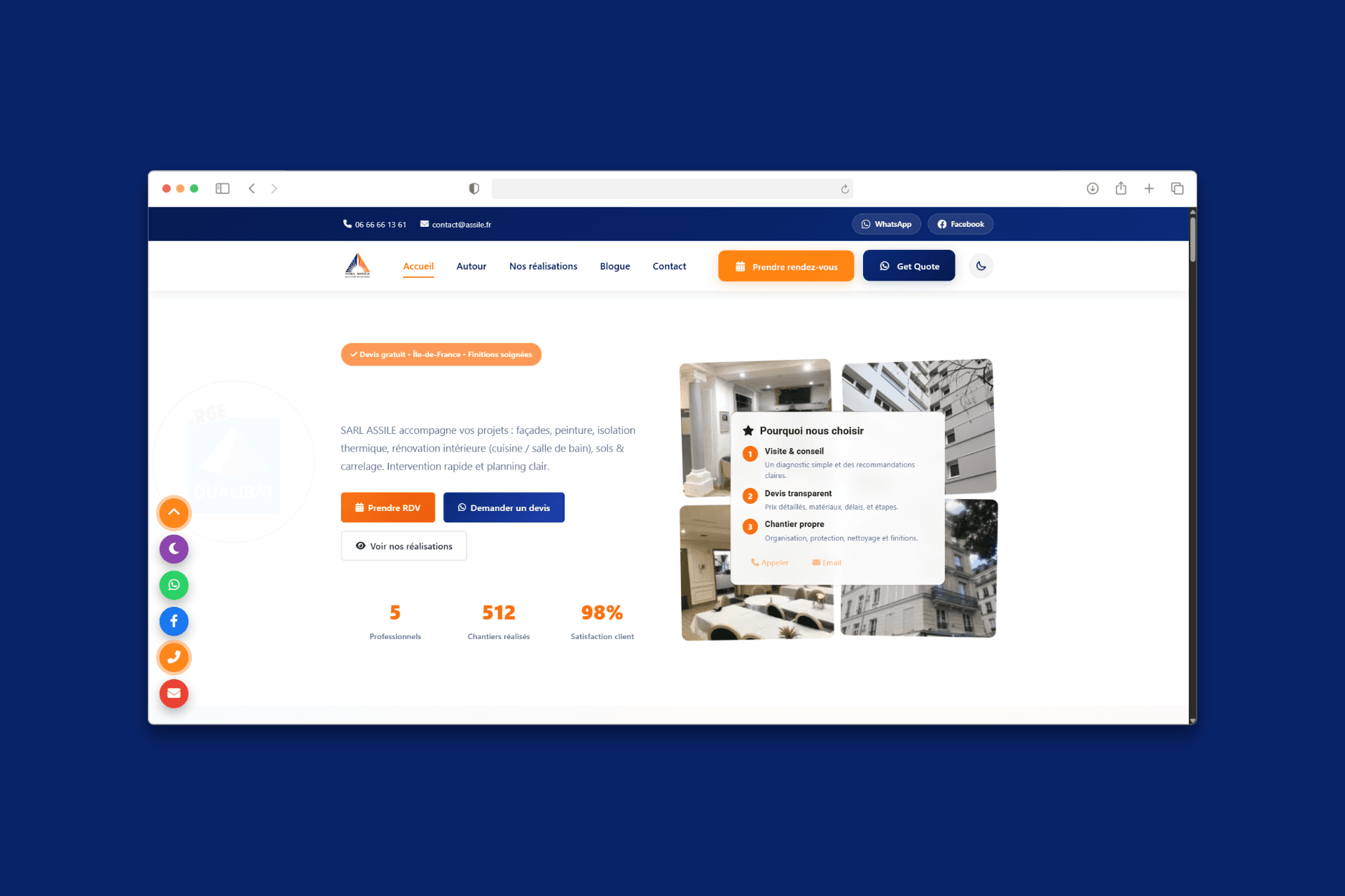 ASSILE homepage shown in a browser frame